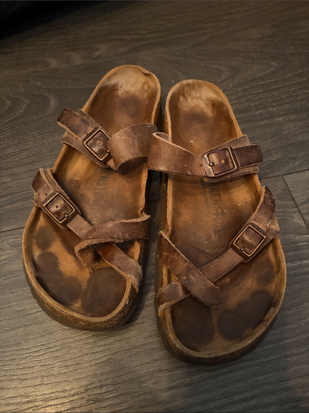 Birkenstock Brown Leather Buckle Strap Sandals 38